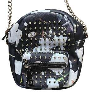 Lionel Women's Black Studded Floral Chain Crossbody Satchel Pouch Handbag OS